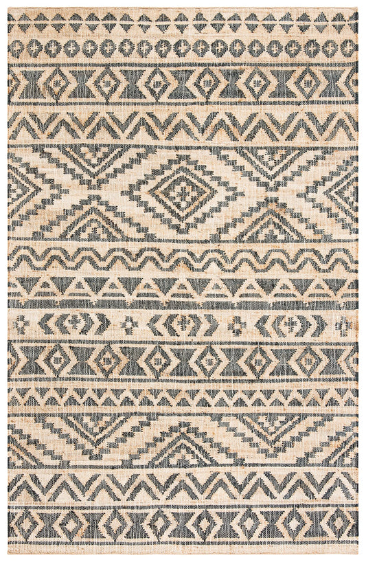 SAFAVIEH Kilim Collection Accent Rug - 2' x 3', Natural & Charcoal, Handmade Moroccan Boho Jute & Cotton, Ideal for High Traffic Areas in Entryway, Living Room, Bedroom (KLM751A)