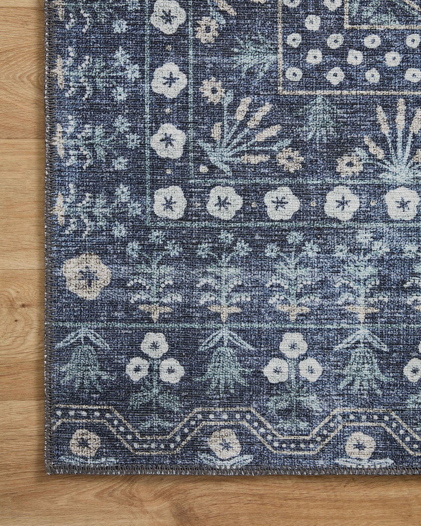 Loloi Rifle Paper Co. Maison Collection MAO-03 Rosette Blue 5'-0" x 7'-6", .19" Pile Height, Area Rug
