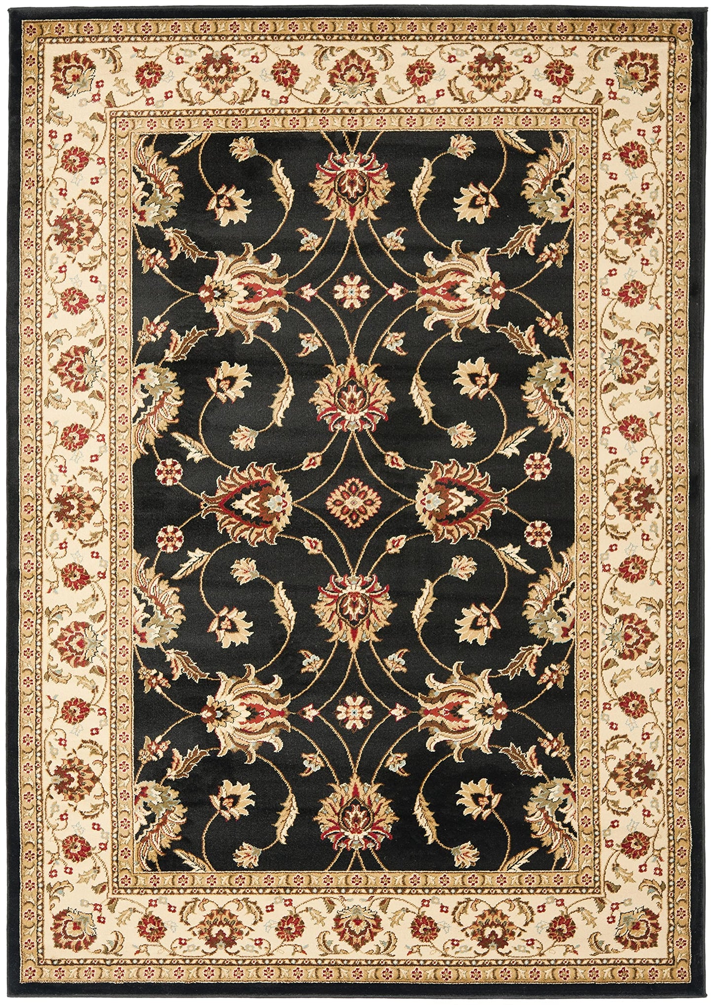 SAFAVIEH Lyndhurst Collection Accent Rug - 4' x 6', Black & Ivory, Traditional Oriental Design, Non-Shedding & Easy Care, Ideal for High Traffic Areas in Entryway, Living Room, Bedroom (LNH553-9012)