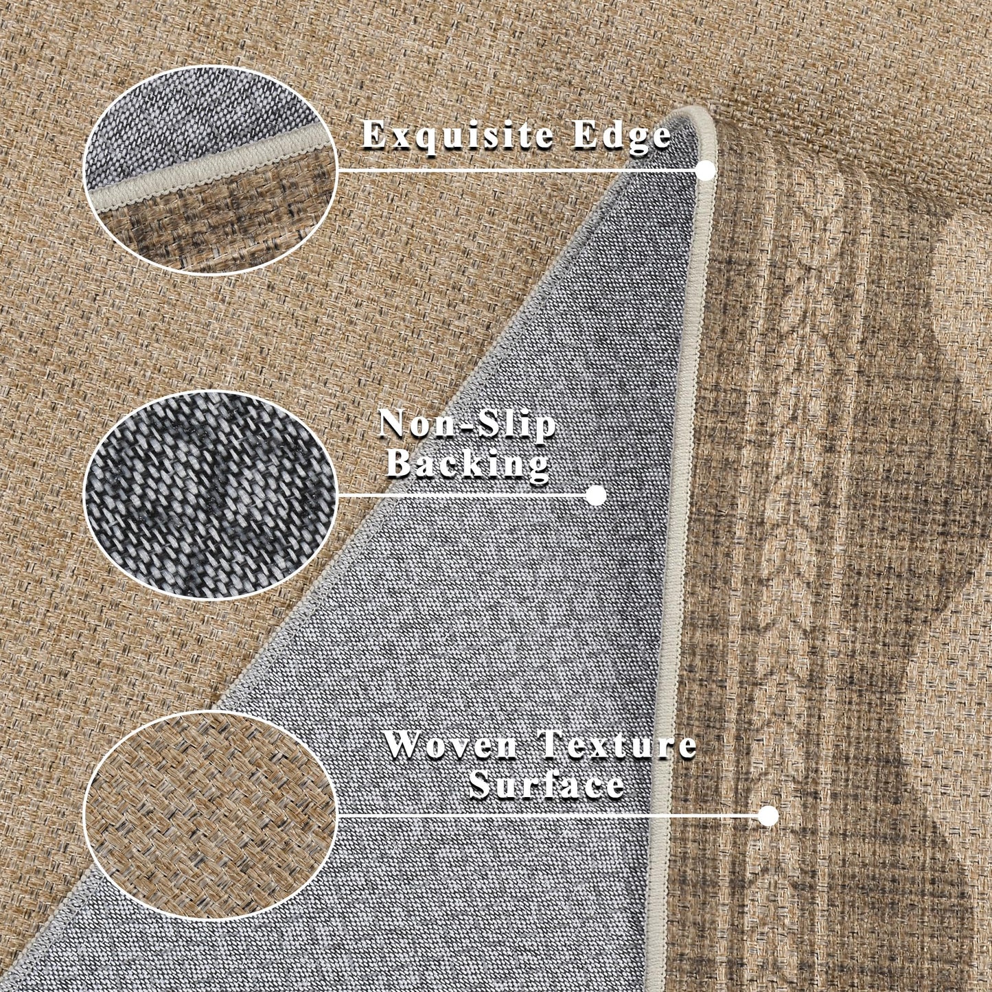 Easy Jute Rug 8x10 Outdoor Rug Scalloped Washable Rugs for Living Room Bedroom Non Slip Neutral Farmhouse Indoor Outdoor Carpet for Backyard Patio Office