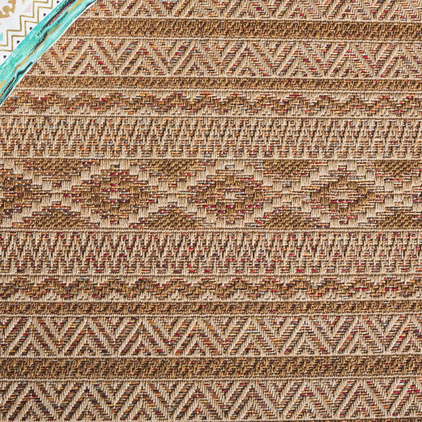 SAFAVIEH Washable Rug Outdoor Wicker Collection - 4' x 6', Natural & Brown, Non-Shedding & Easy to Clean, Ideal for Patio, Backyard, Mudroom (WCK152B)