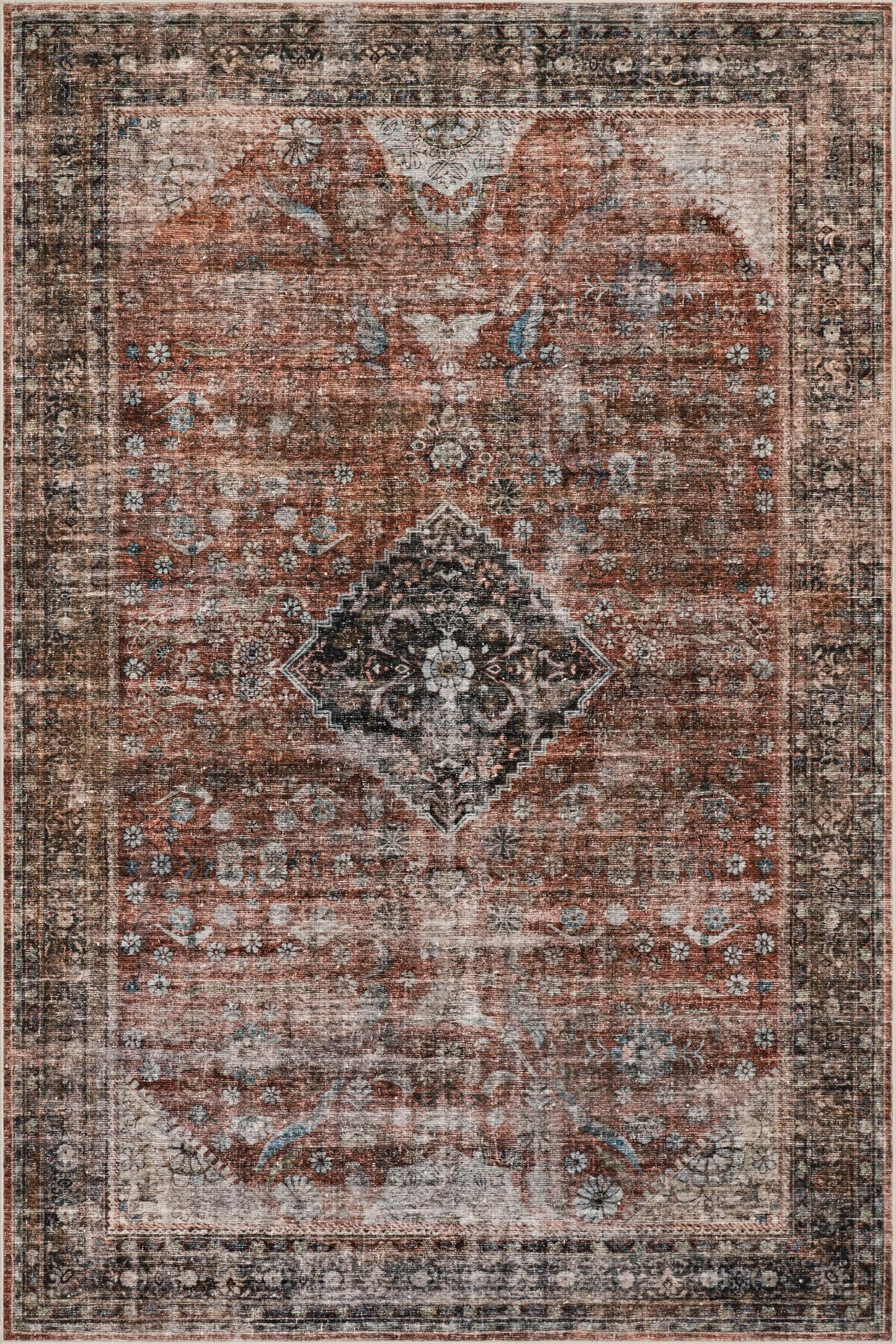 Nuloom Orielle Medallion 5' x 8' Machine Washable Area Rug for Living Room Bedroom Dining Room, Rust