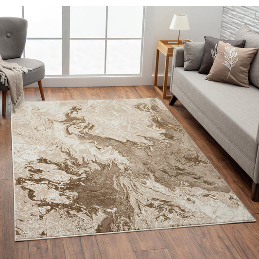 LUXE WEAVERS Marble Swirl Abstract Area Rug, Beige 4x5