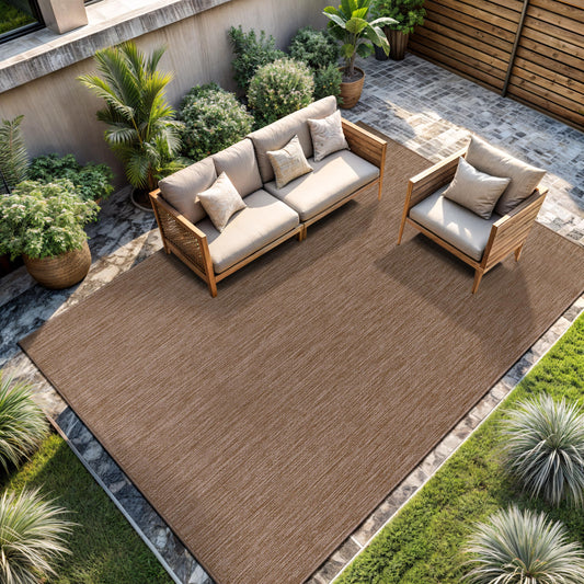 CAMILSON Outdoor Rug 8x10 Modern Area Rugs for Indoor and Outdoor Patios and Porches - Waterproof, Washable, Non-Shedding, Easy-to-Clean Outside Carpet (8 x 10, Solid - Jute)