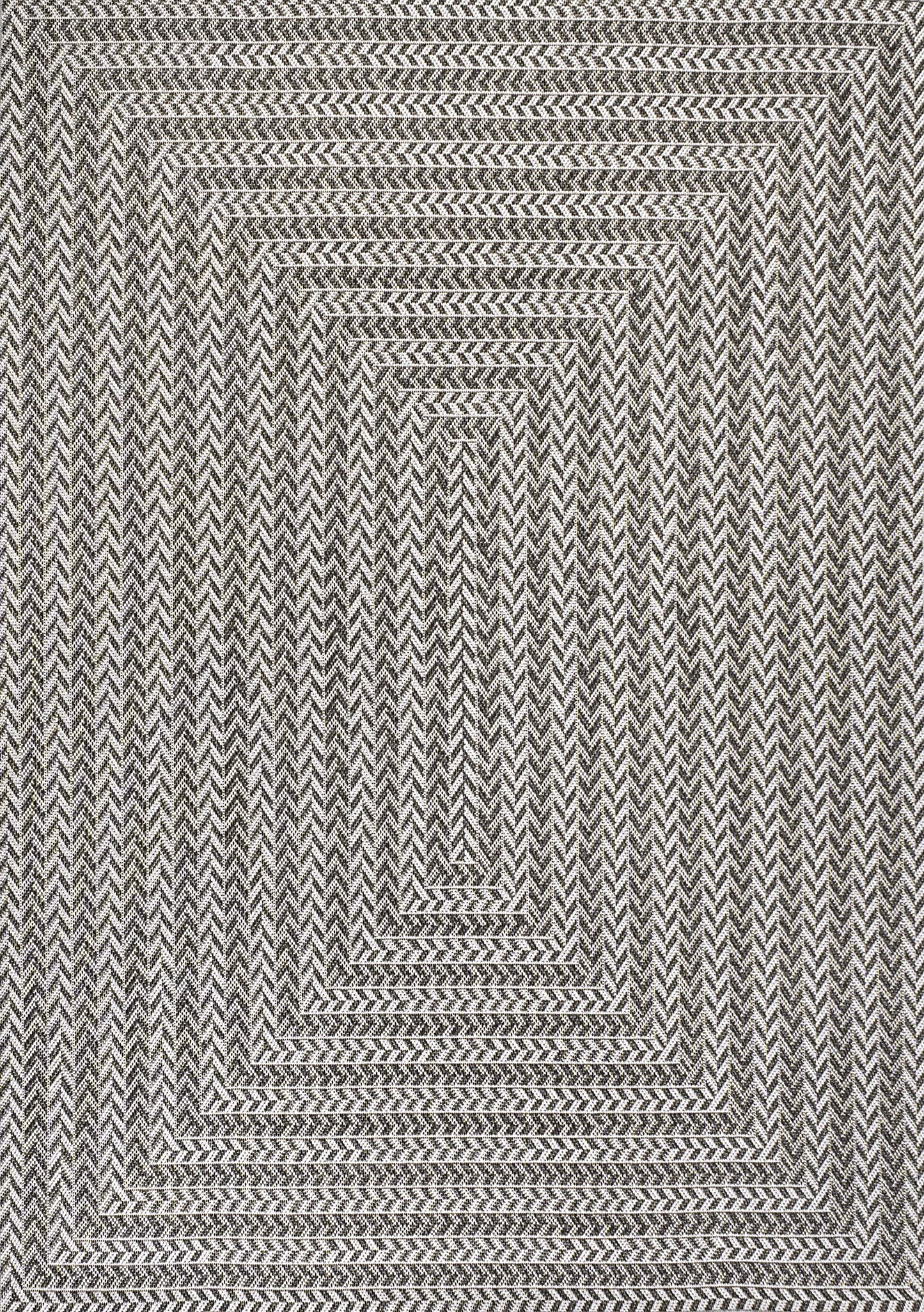 JONATHAN Y Concentric Squares Indoor Outdoor Area Rug 5X8 Black/Light Gray, Chevron Modern for Backyard, Patio, Porch, Easy-Cleaning, High Traffic, Pet-Friendly, Non-Shedding (SMB206B-5)