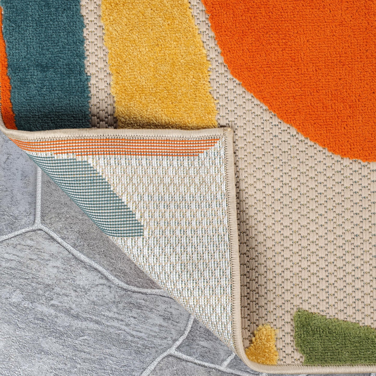 Superior Indoor Outdoor Area Rug, Perfect for Patio, Bedroom, Kitchen, Living Room, Entryway, Playroom, Nursery, Carpet Cover, Abstract Geometric Modern, Leander Collection, 7' 10" x 9' 10", Cream