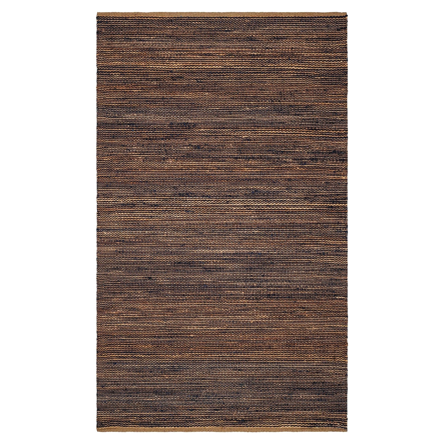 Home Conservatory Striped Handwoven Jute Rug, 5 X 8 Feet, Blue/Neutral Stripe Pattern