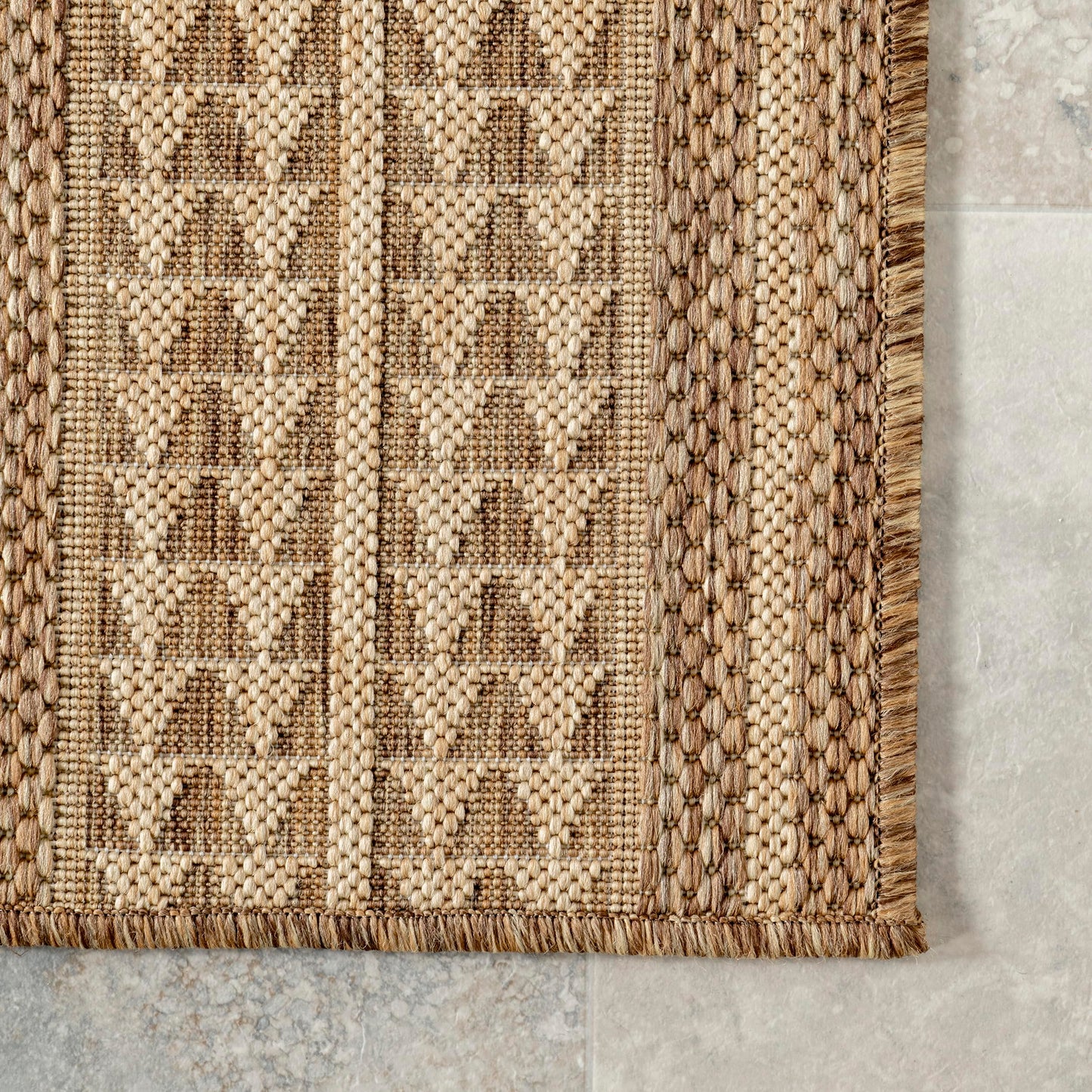 Nuloom Ranya Light Brown/Ivory, 2' x 8', Tribal Geometric, Soft and Cozy, High Traffic, Stain Resistant, Easy Clean, Durable Area Runner for Indoor/Outdoor Patio, Deck, Porch, Garden, Courtyard