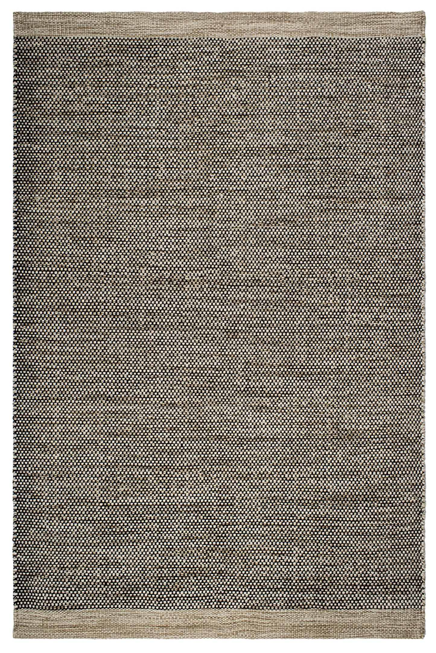 Fab Habitat Machine Washable Area Rug - Hand Woven, Stain Resistant, Pet Friendly - Premium Recycled Polyester Yarn - Solid - Kitchen, Bathroom - Kingscote - Black & Beige - 2 x 3 ft