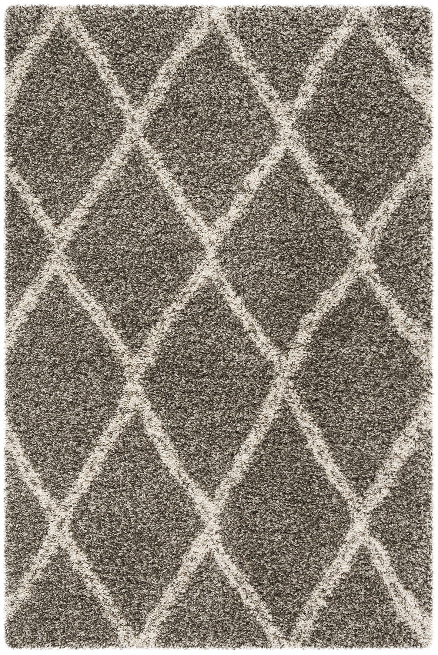 SAFAVIEH Hudson Shag Collection Accent Rug - 3' x 5', Grey & Ivory, Trellis Design, Non-Shedding & Easy Care, 2-inch Thick Ideal for High Traffic Areas in Entryway, Living Room, Bedroom (SGH329B)