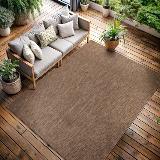 CAMILSON Outdoor Rug 5x7 Modern Area Rugs for Indoor and Outdoor Patios and Porches - Waterproof, Washable, Non-Shedding, Easy-to-Clean Outside Carpet (5 x 7, Solid - Jute)