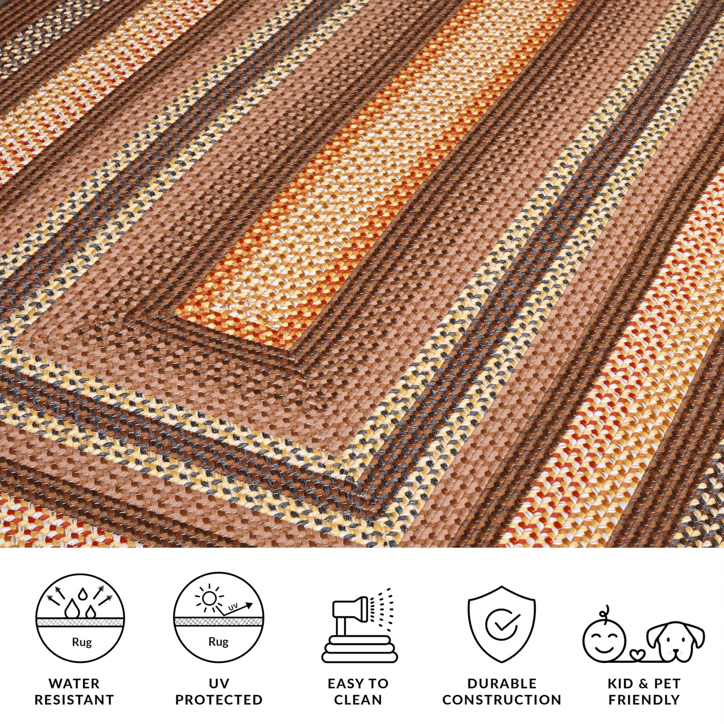 SAFAVIEH Braided Indoor/Outdoor Area Rug 5x8, Brown & Light Brown BRD313T