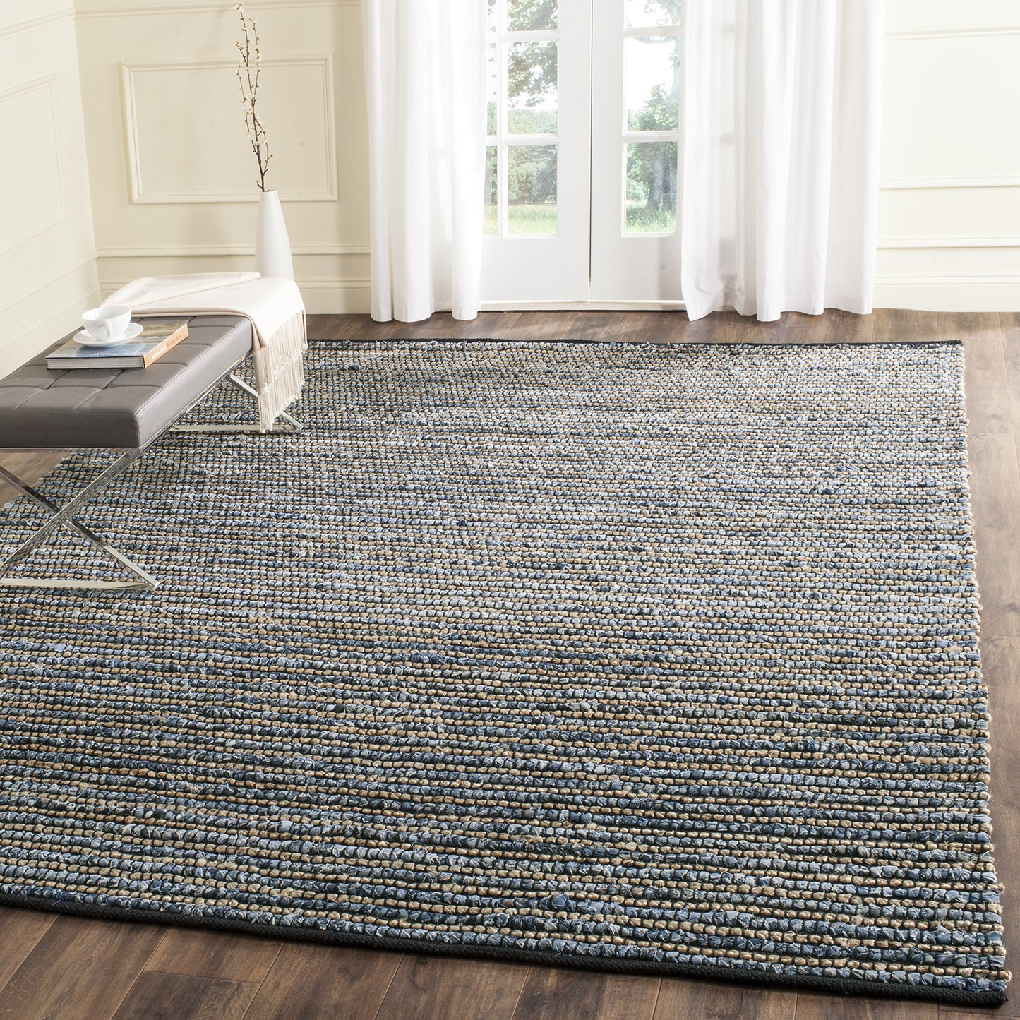 SAFAVIEH Cape Cod Collection Accent Rug - 3' x 5', Blue, Handmade Flat Weave Braided Cotton & Jute, Ideal for High Traffic Areas in Entryway, Living Room, Bedroom (CAP365A)