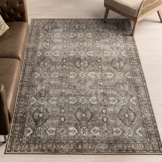 Nuloom Hillstone Collection Aether Brown/Rust, 7'10" x 10', Vintage Medallion, Soft and Cozy, High Traffic, Stain Resistant, Easy Clean, Durable Area Rug for Bedroom, Living Room, Dining, Foyer