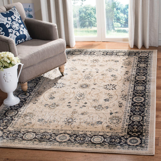 SAFAVIEH Lyndhurst Collection Accent Rug - 3'3" x 5'3", Light Beige & Anthracite, Design, Non-Shedding & Easy Care, Ideal for High Traffic Areas in Entryway, Living Room, Bedroom (LNH340K)