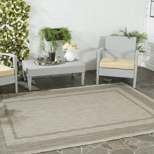 SAFAVIEH Courtyard Collection 2'7" x 5' Beige/Black CY8477 Indoor/ Outdoor Waterproof Easy Cleaning Patio Backyard Mudroom Area Rug
