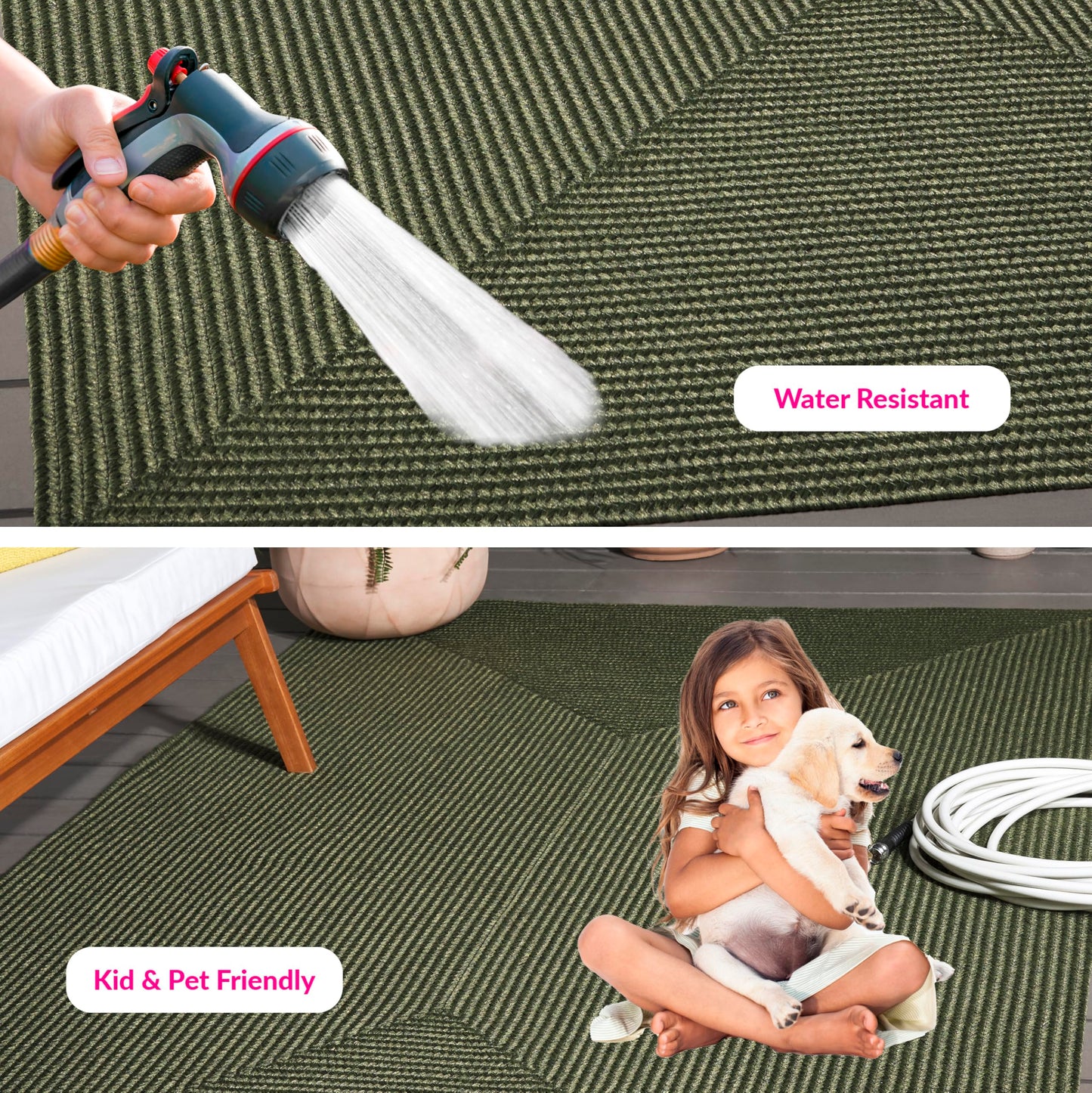 SAFAVIEH Braided Indoor/Outdoor Washable Accent Rug 3x5, Green BRD315A