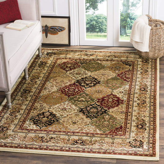SAFAVIEH Lyndhurst Collection Accent Rug - 4' x 6', Multi & Ivory, Traditional Oriental Design, Non-Shedding & Easy Care, Ideal for High Traffic Areas in Entryway, Living Room, Bedroom (LNH221A)