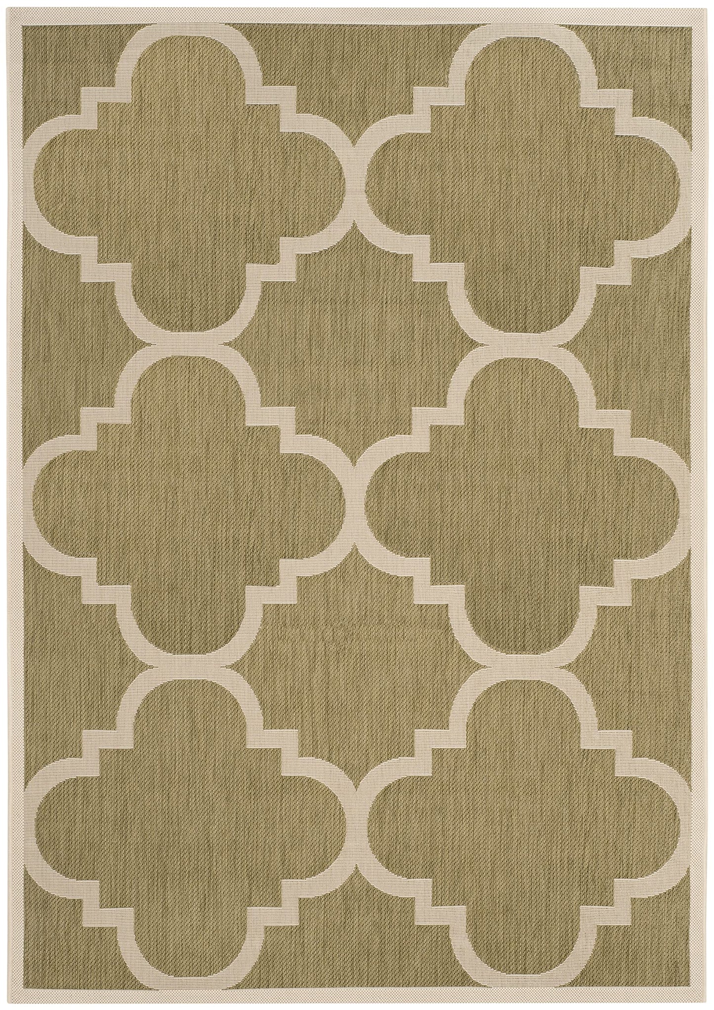SAFAVIEH Washable Rug Outdoor Courtyard Collection - 4' x 5'7", Green & Beige, Non-Shedding & Easy Cleaning, Ideal for Patio, Backyard, Mudroom (CY6243-244)