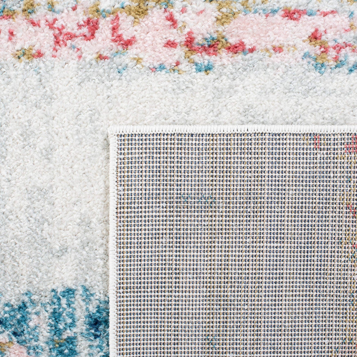 SAFAVIEH Madison Collection 8' x 10' IvoryBlue MAD640A Modern Abstract Distressed Non-Shedding Living Room Bedroom Area Rug