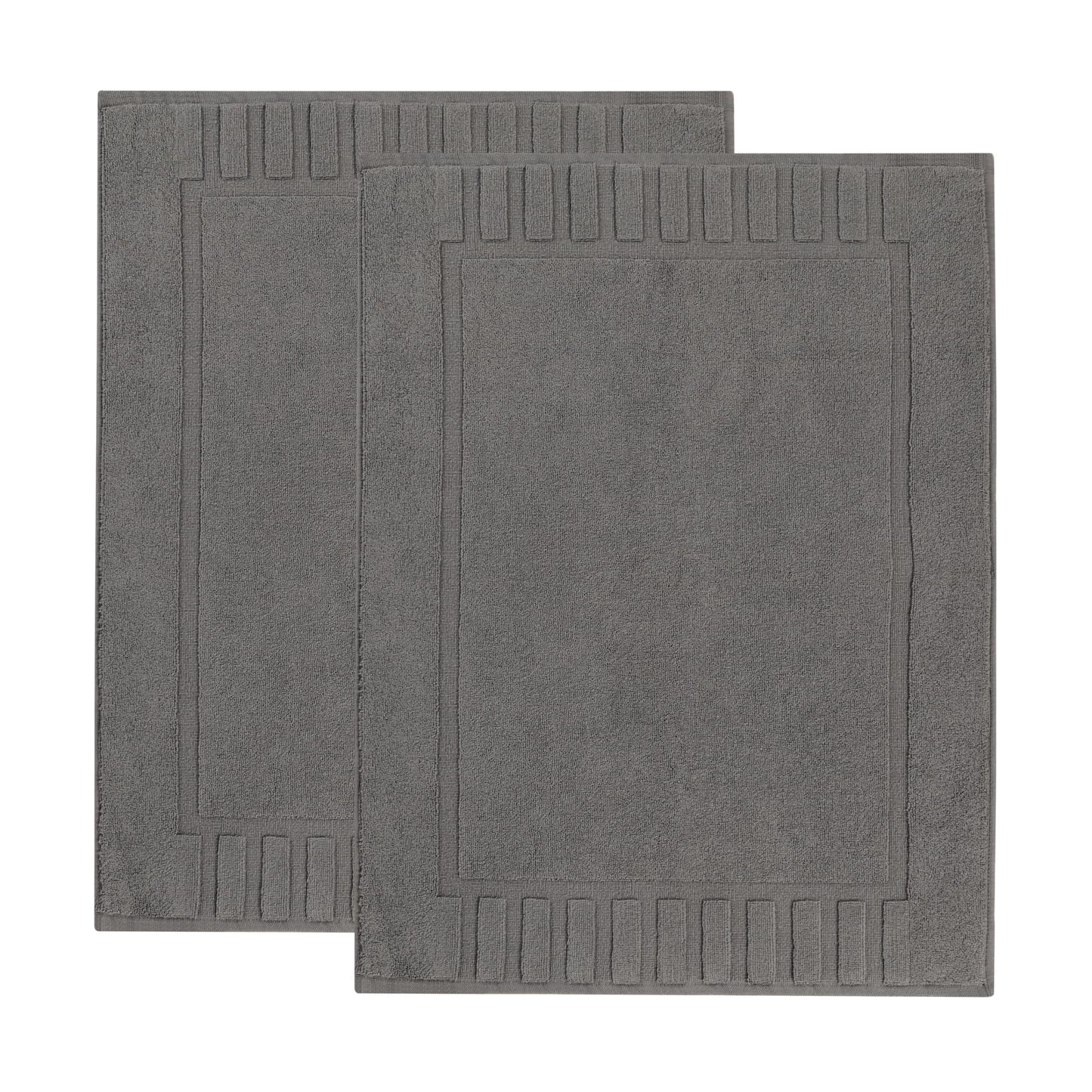 Superior 100% Cotton Bathmat Set, Bath Mat, Bathroom Decor, Shower, Bathtub Essentials, Home Accessories, Washable Rug, Absorbent, Quick Dry, Leo Collection, Set of 2, 22" x 35", Graphite