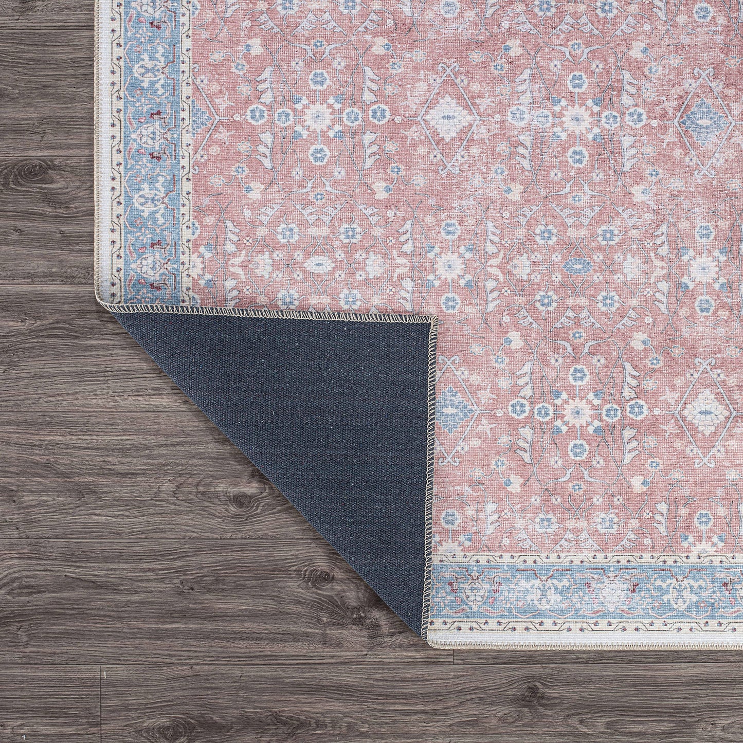 Rugshop Transitional Bordered Floral Stain Resistant Flat Weave Eco Friendly Premium Recycled Machine Washable Area Rug 3'3"x5' Rust
