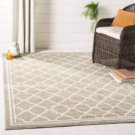 SAFAVIEH Amherst Collection Accent Rug - 3' x 5', Wheat & Beige, Moroccan Trellis Design, Non-Shedding & Easy Care, Ideal for High Traffic Areas in Entryway, Living Room, Bedroom (AMT422S)