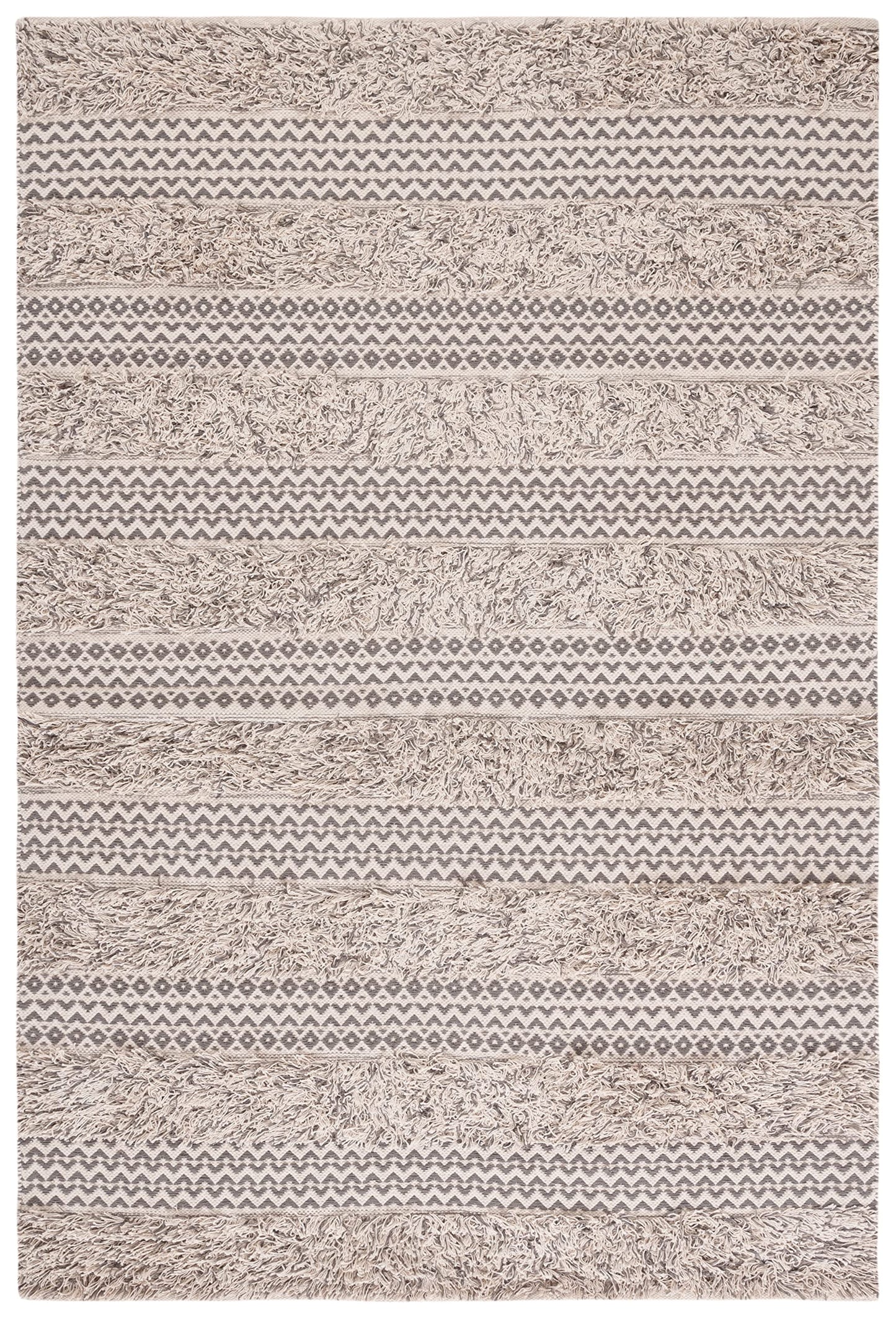 SAFAVIEH Natura Collection Area Rug - 5' x 8', Grey & Ivory, Flat Weave Cotton Design, Easy Care, Ideal for High Traffic Areas in Living Room, Bedroom (NAT929F)