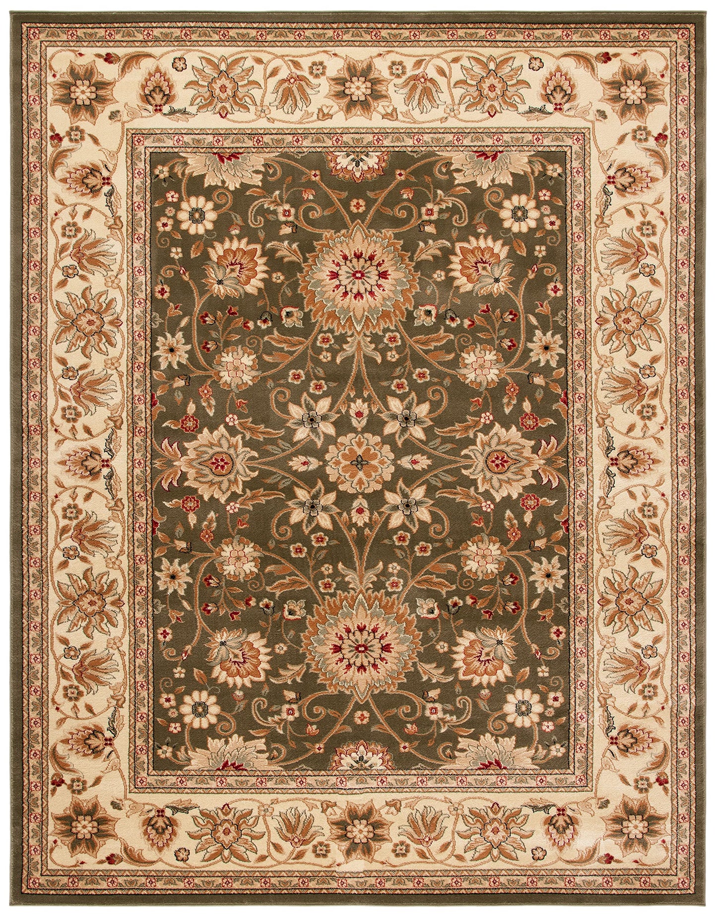 SAFAVIEH Lyndhurst Collection Area Rug - 9' x 12', Sage & Ivory, Traditional Oriental Design, Non-Shedding & Easy Care, Ideal for High Traffic Areas in Living Room, Bedroom (LNH212C)