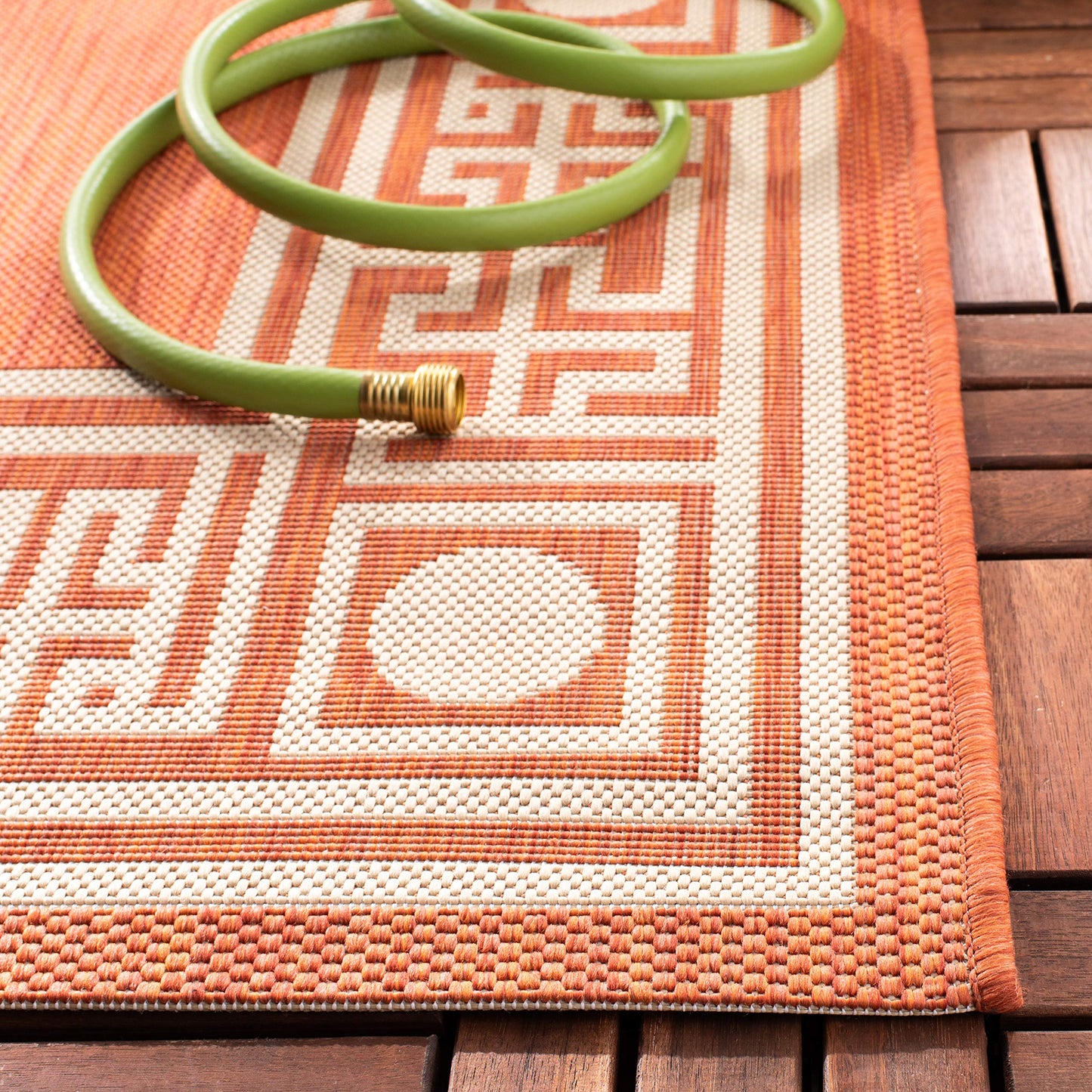 SAFAVIEH Washable Rug Outdoor Courtyard Collection - 2'3" x 6'7" Runner, Rust & Sand, Non-Shedding & Easy Cleaning, Ideal for Patio, Backyard, Mudroom (CY5143A)
