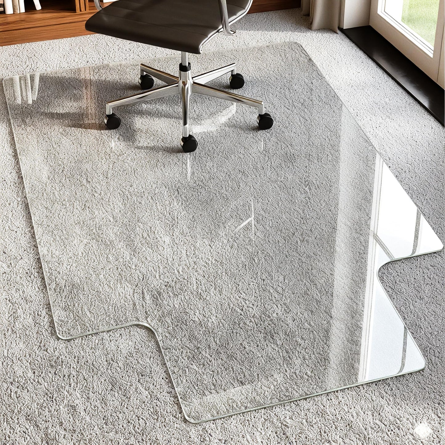 Antok Irregular Tempered Glass Chair Mat, 36"x48" Office Chair Mat for Carpet & Hardwood Floors, Heavy Duty 0.2" Desk Chair Mat for Smooth Rolling at Home or Office