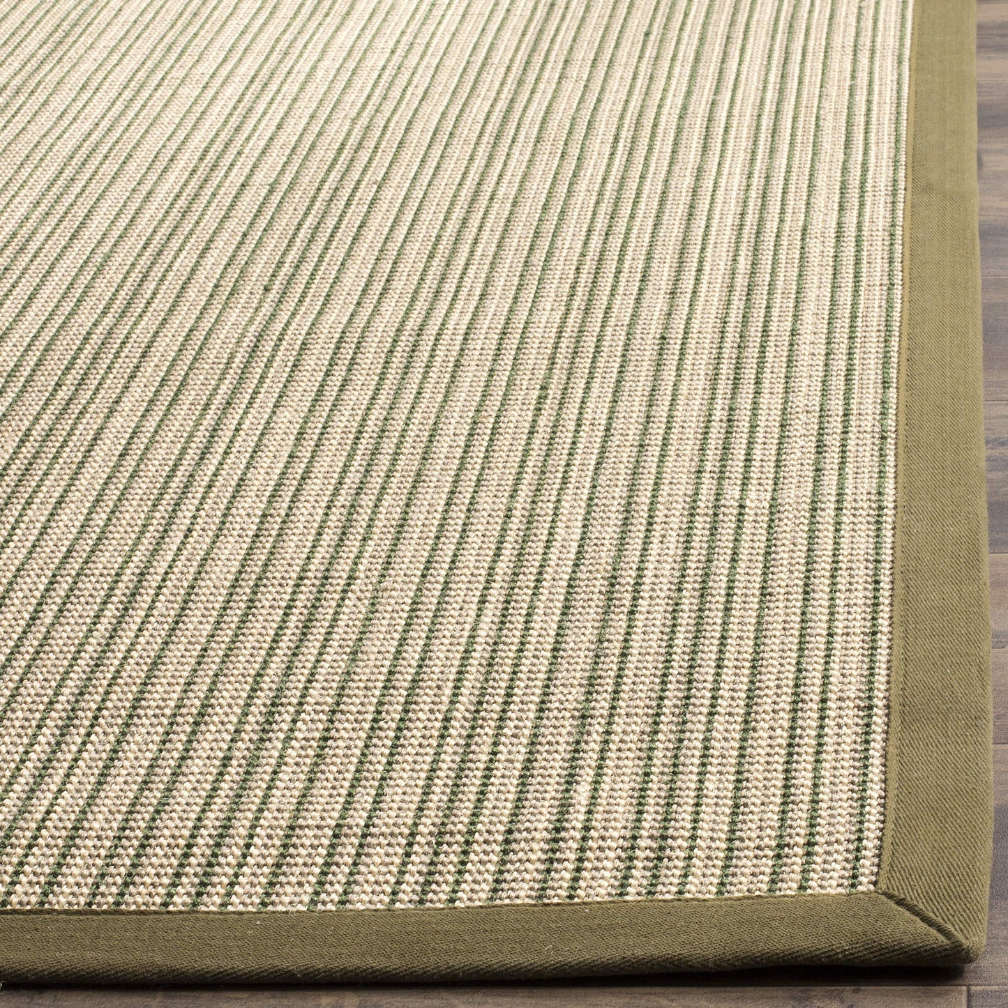 SAFAVIEH Natural Fiber Collection Accent Rug - 4' x 6', Green & Green, Border Stripe Sisal Design, Easy Care, Ideal for High Traffic Areas in Entryway, Living Room, Bedroom (NF442A)