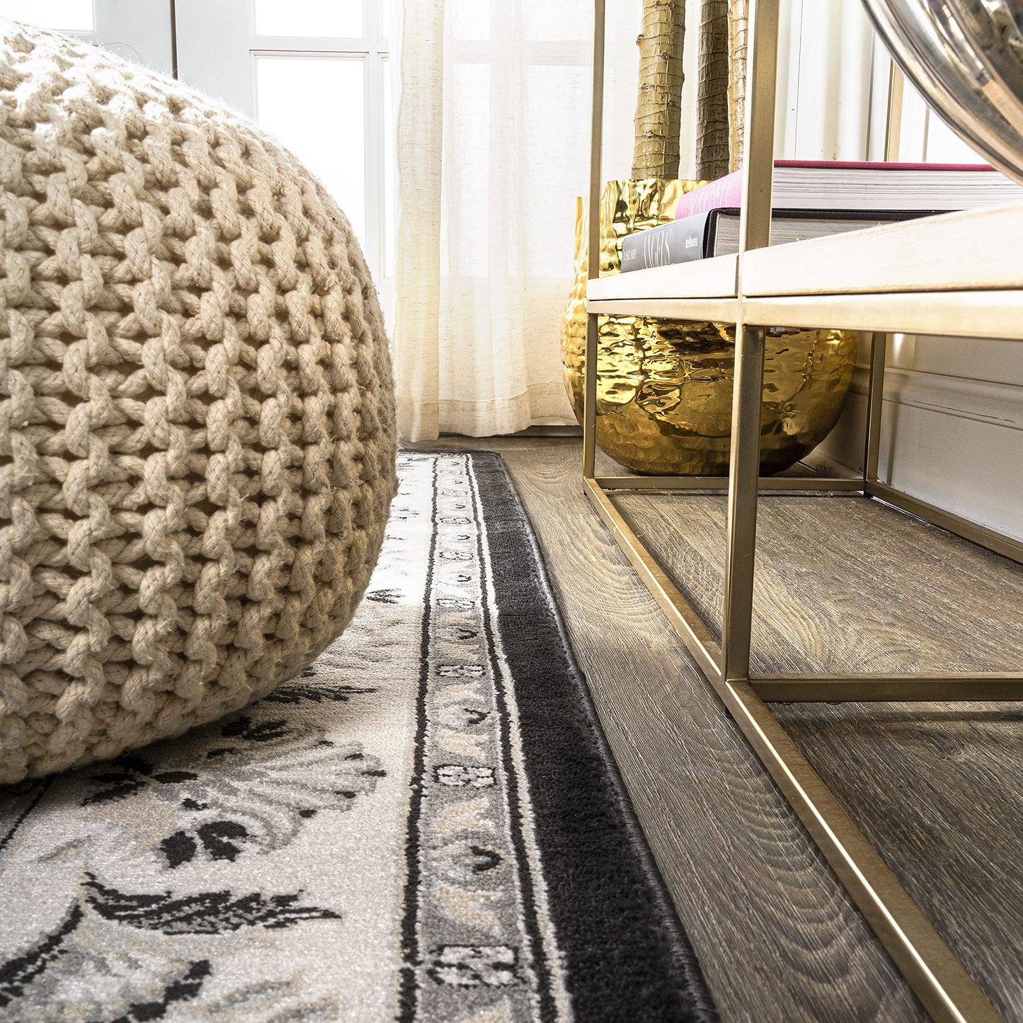 JONATHAN Y Cherie French Cottage Black/Cream Indoor Area Rug, 5x8, Vintage, Bohemian, Easy-Cleaning for Living Room, Bedroom, Kitchen, Pet Friendly, Non-Shedding (MDP505D-5)