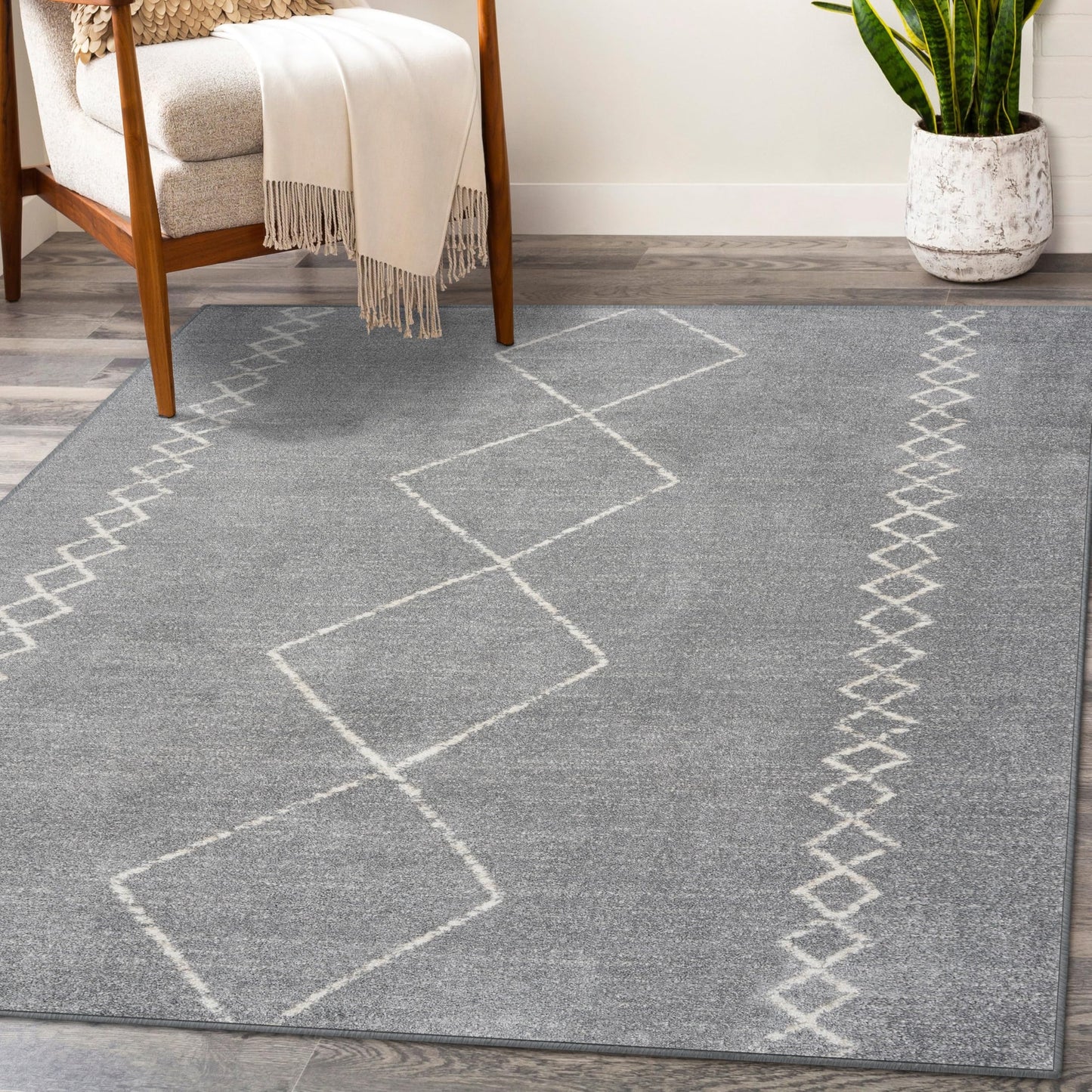 LUXE WEAVERS Daphnes Grey 8x10 Boho Moroccan Geometric Area Rug 2735