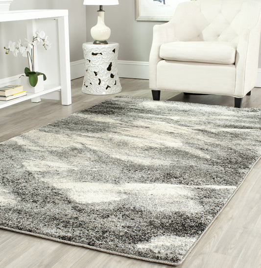 SAFAVIEH Retro Collection Area Rug - 5'3" x 8', Grey & Ivory, Modern Abstract Design, Non-Shedding & Easy Care, Ideal for High Traffic Areas in Living Room, Bedroom (RET2891-8012)