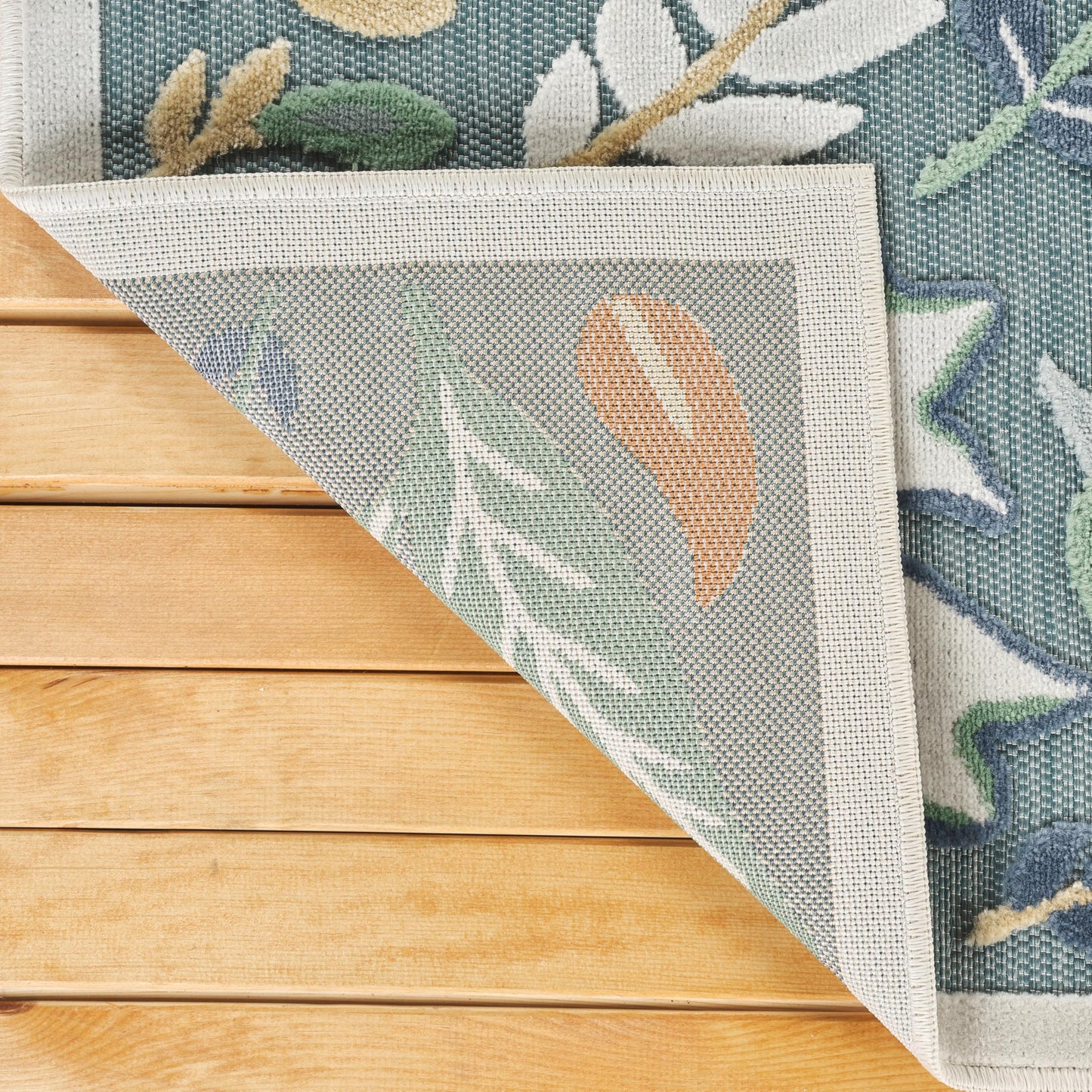 Abani Green Area Rug – 6' x 9' – Sakura Collection – Floral Pattern – Easy to Clean – Durable for Patio, Living Room, or Sunroom, Pet & Child Friendly