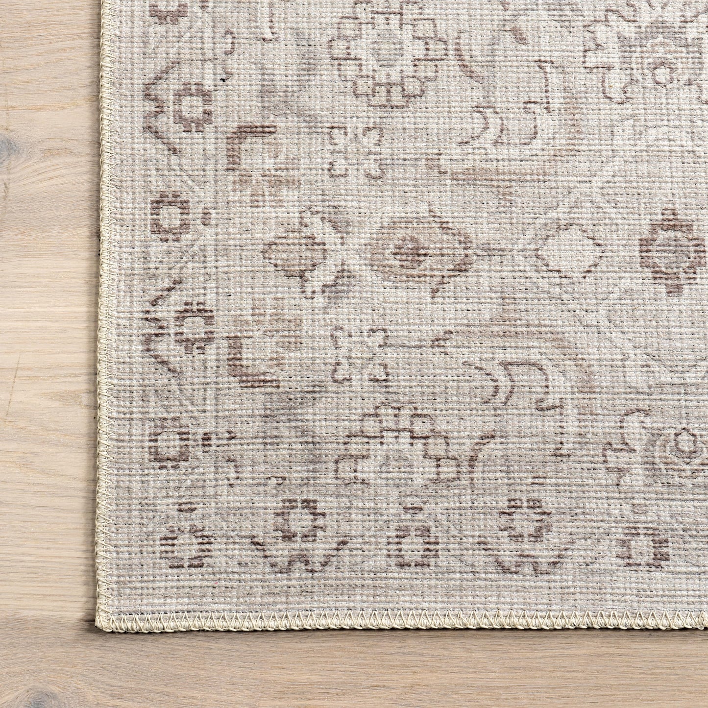 nuLOOM 4' x 6' Green Haven Collection Indoor Area Rug, Recycled Cotton, Machine Washable, Stitched Edging, Flat Woven, Ariya Cream