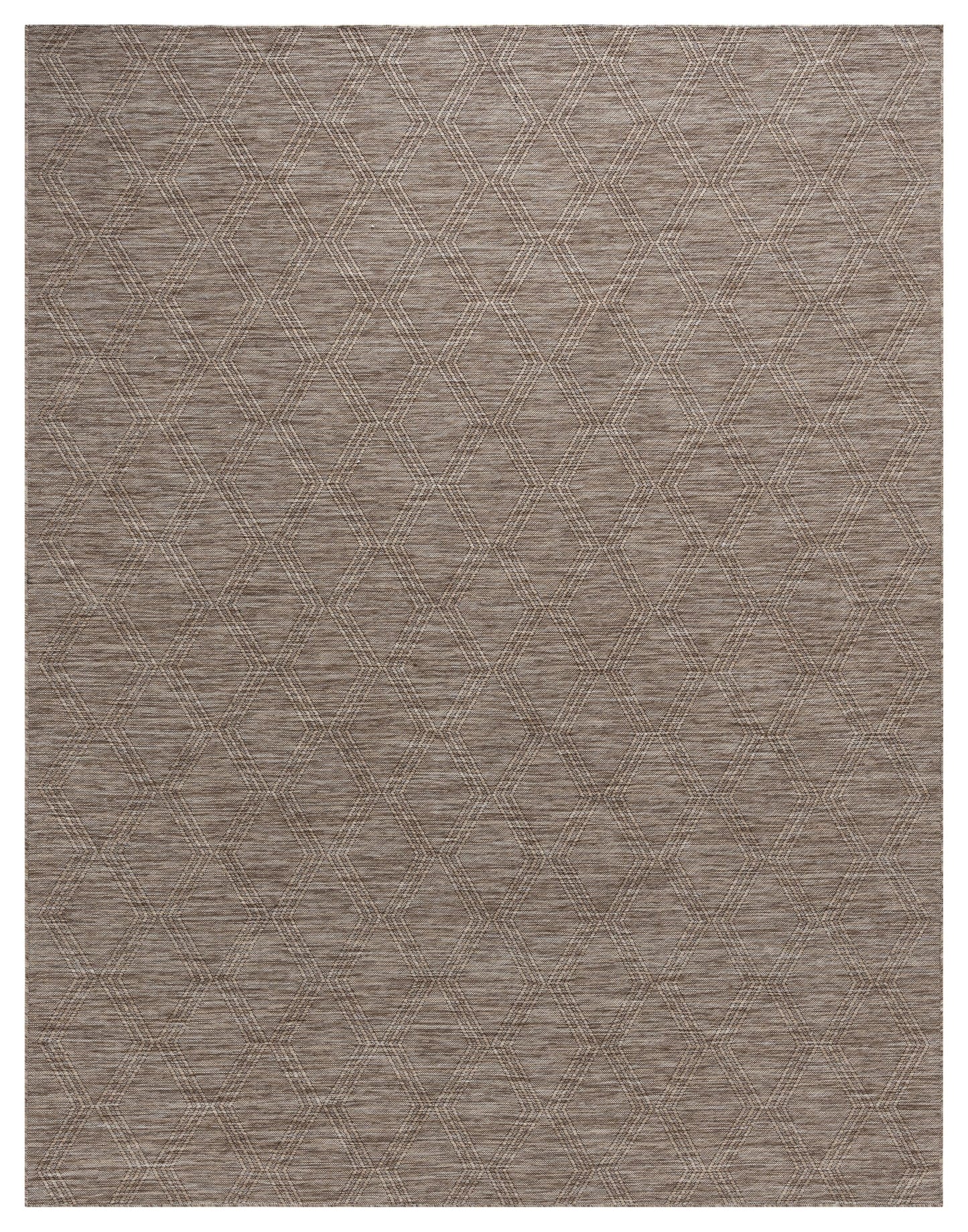 RUGGERRUGS Darla Textured Foldable Indoor Outdoor Rug, 8x10, Weather Resistant, Easy Clean, UV Resistant, Lightweight Contemporary Geometric Patio Carpet for Porch, Deck, Living Room (8'x10', Beige)
