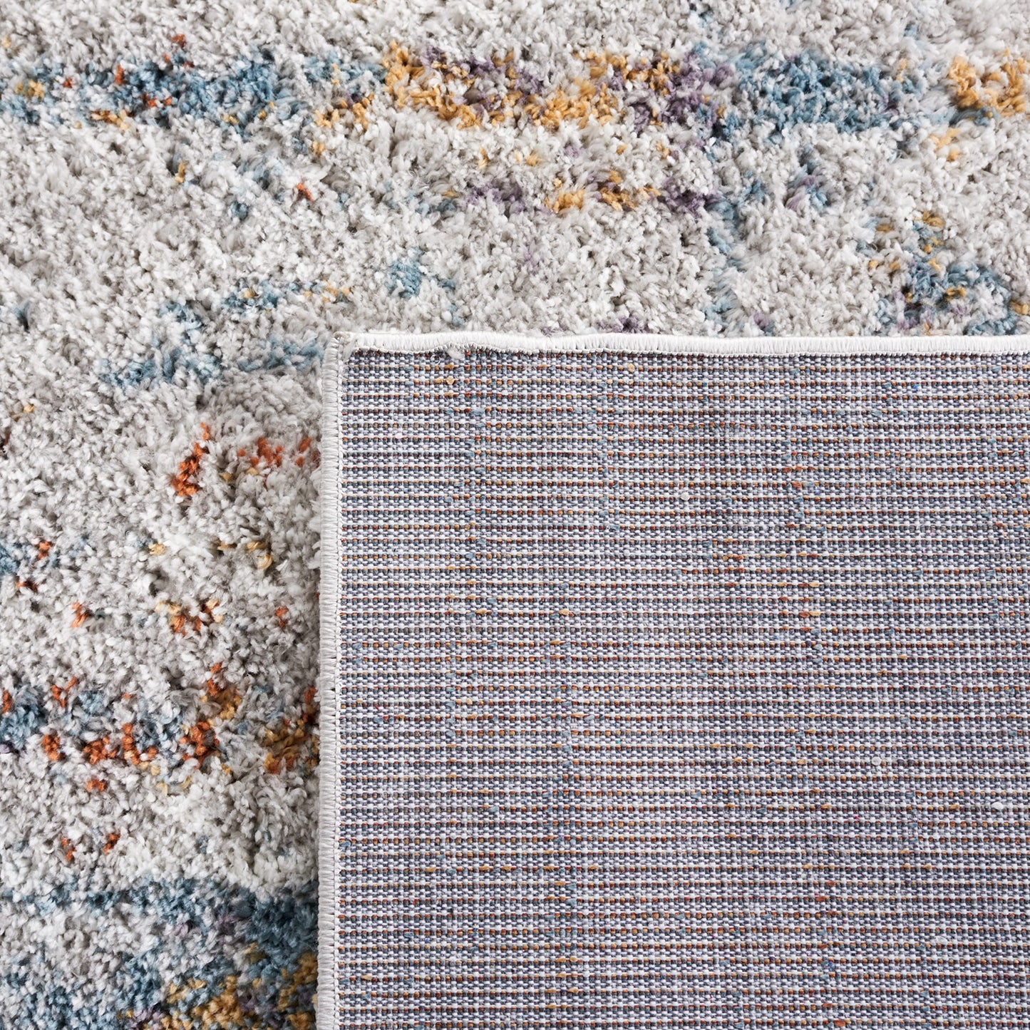 SAFAVIEH Berber Shag Collection Area Rug - 9' x 12', Blue Rust & Ivory, Modern Abstract Design, Non-Shedding & Easy Care, 1.25-inch Thick Ideal for High Traffic Areas in Living Room, Bedroom (BER577A)
