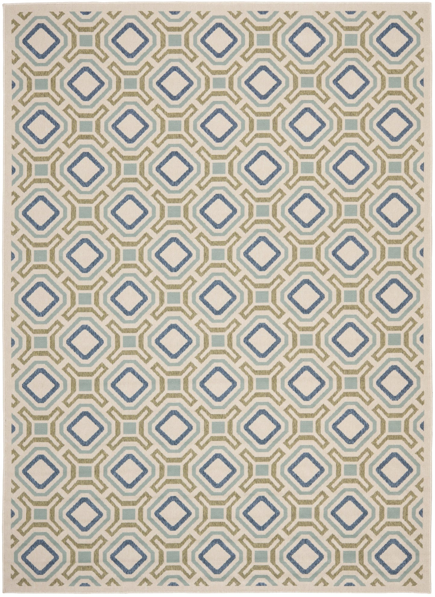 SAFAVIEH Washable Rug Outdoor Veranda Collection - 8' x 11', Cream & Green, Non-Shedding & Easy to Clean, Ideal for Patio, Backyard, Mudroom (VER089-0614)