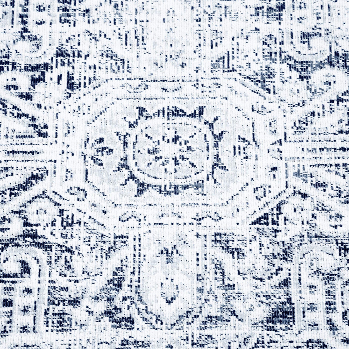 NICOLE MILLER NEW YORK Patio Sofia Fleur Transitional Medallion Indoor/Outdoor Area Rug, Navy Blue/Aqua, 5'2"x7'2"