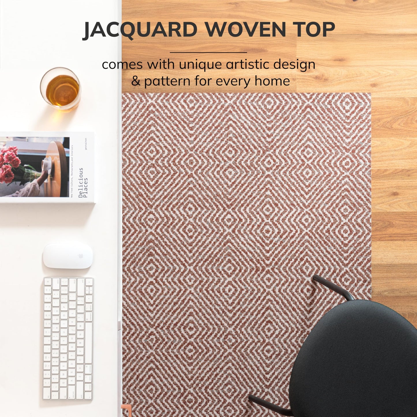 Anji Mountain Rug'd Office Chair Mat for Carpet & Hardwood Floor - Jacquard Woven, Anti-Slip Backing, Low Pile, Floor Protector Desk Chair Mat, Office Rugs for Rolling Chairs (Luxor - 36" x 48")