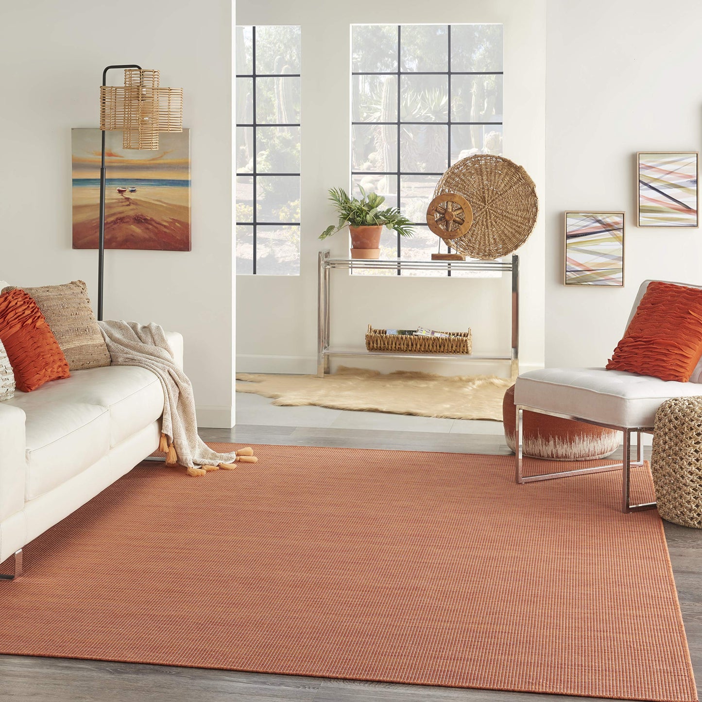 Nourison Home Positano Terracotta 4' x 6' Area Rug - Easy Clean, Non Shedding, Bed Room, Living Room, Dining Room, Kitchen (4' x 6')