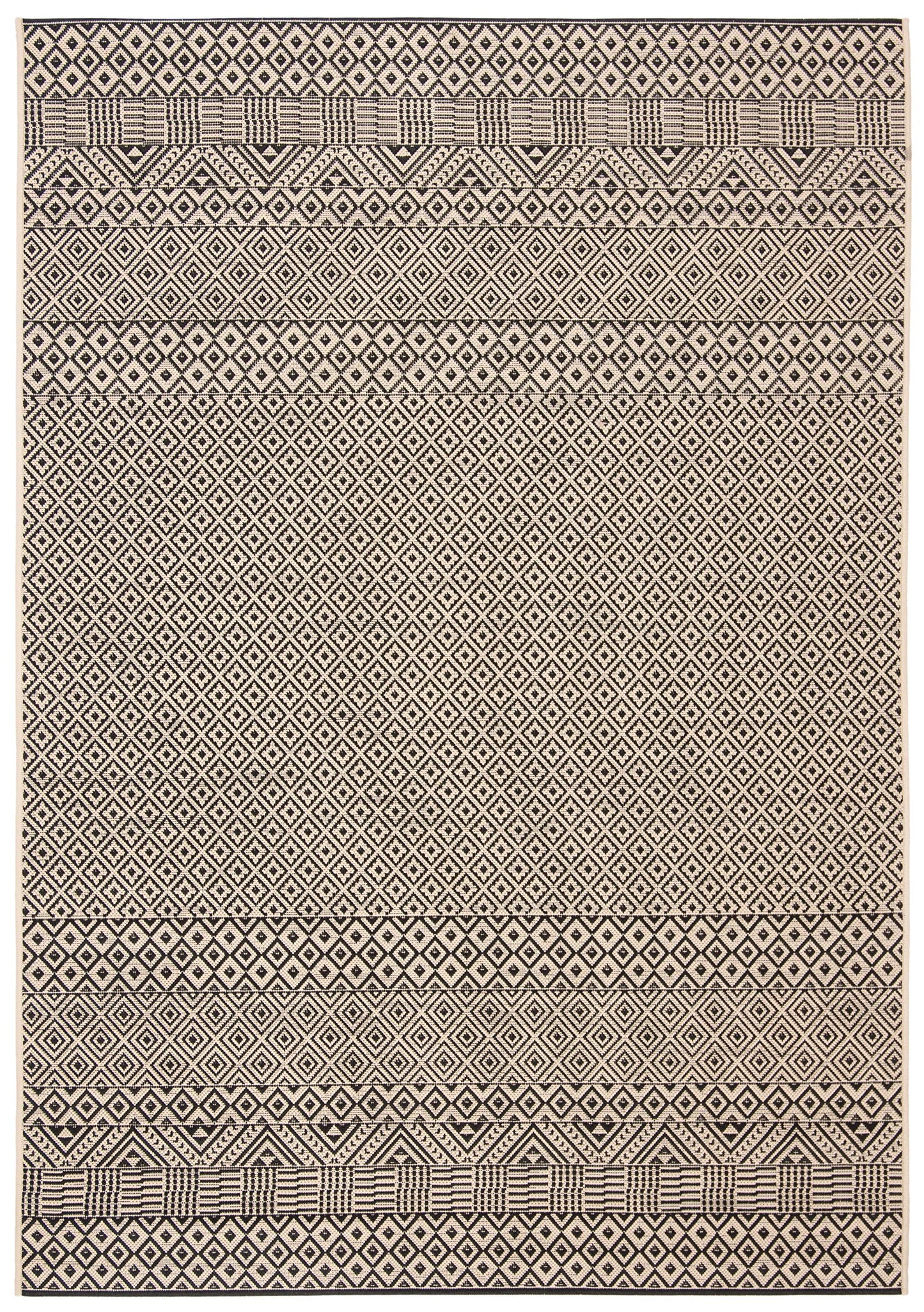 SAFAVIEH Washable Rug Outdoor Courtyard Collection - 5'3" x 7'7", Beige & Black, Non-Shedding & Easy Cleaning, Ideal for Patio, Backyard, Mudroom (CY6235-25612)
