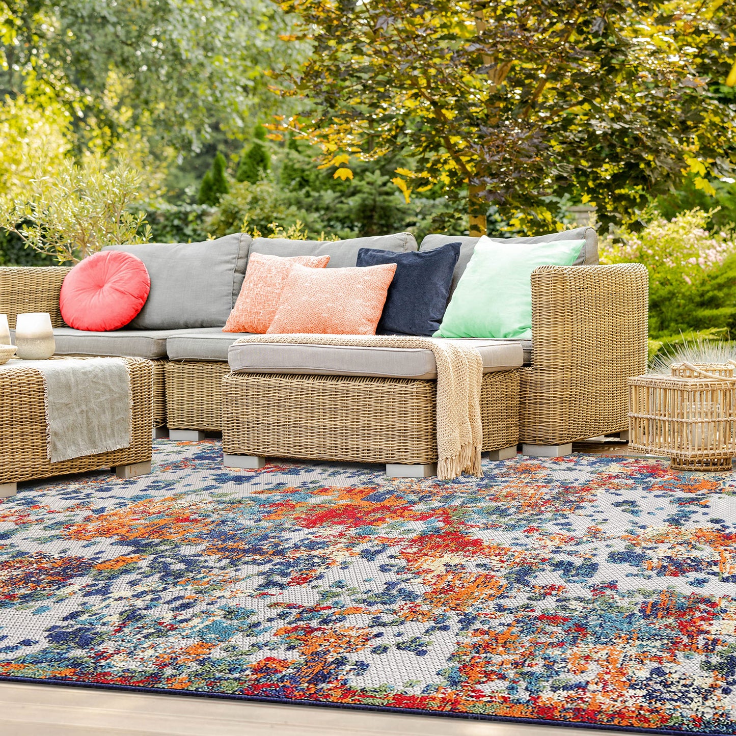 Superior Indoor Outdoor Area Rug, Perfect for Patio, Bedroom, Kitchen, Living Room, Entryway, Playroom, Nursery, Carpet Cover, Abstract Splatter Modern, Kalina Collection, 4' x 6', Cream