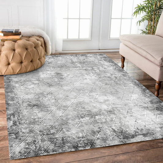 YARNSCAPE 3' x 5 ' Washable Area Rug - Low Pile Soft Vintage Indoor Rug for Living, Dining or Bedroom - Lightweight Carpet with Non-Slip Backing - Foldable for Easy Placement, Grey