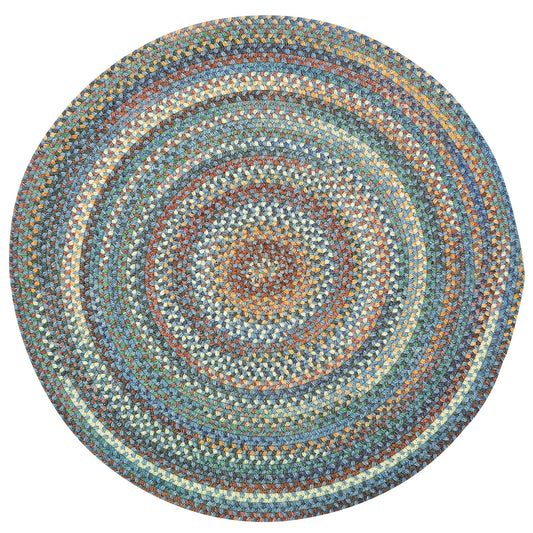 Capel American Heritage Legacy Blue 3-Feet Round Braided Rug | USA Made, Premium Wool Blend, Reversible