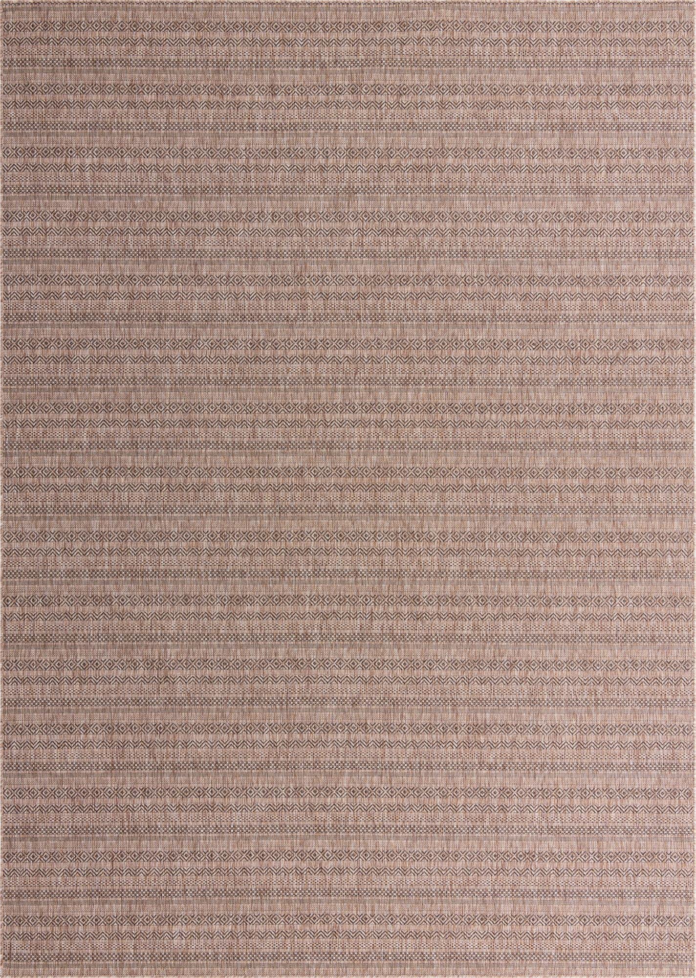 Unique Loom Outdoor Striped Collection Area Rug - Maia (10' x 14' 1" Rectangle, Natural/Black)