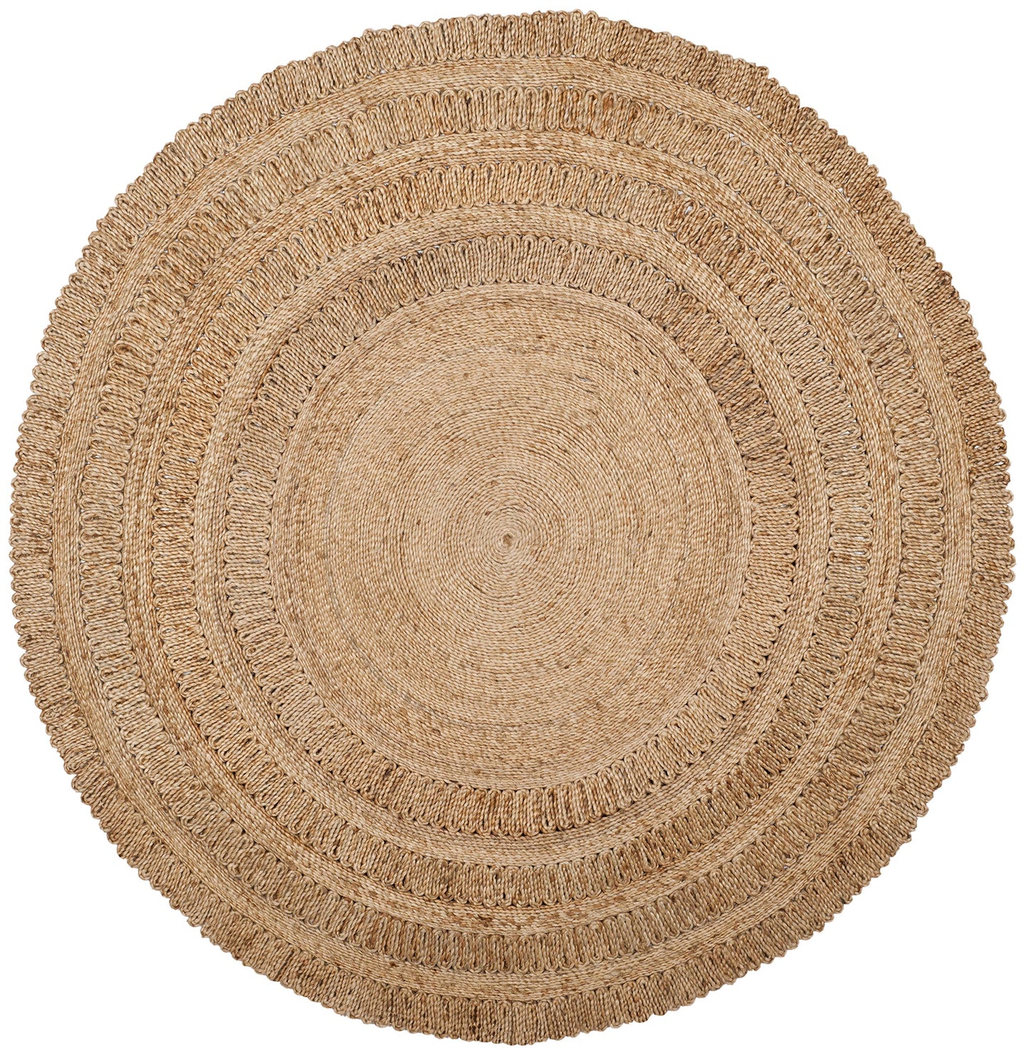 SAFAVIEH Natural Fiber Round Collection 8' Round Natural NF356A Handmade Boho Charm Farmhouse Jute Area Rug