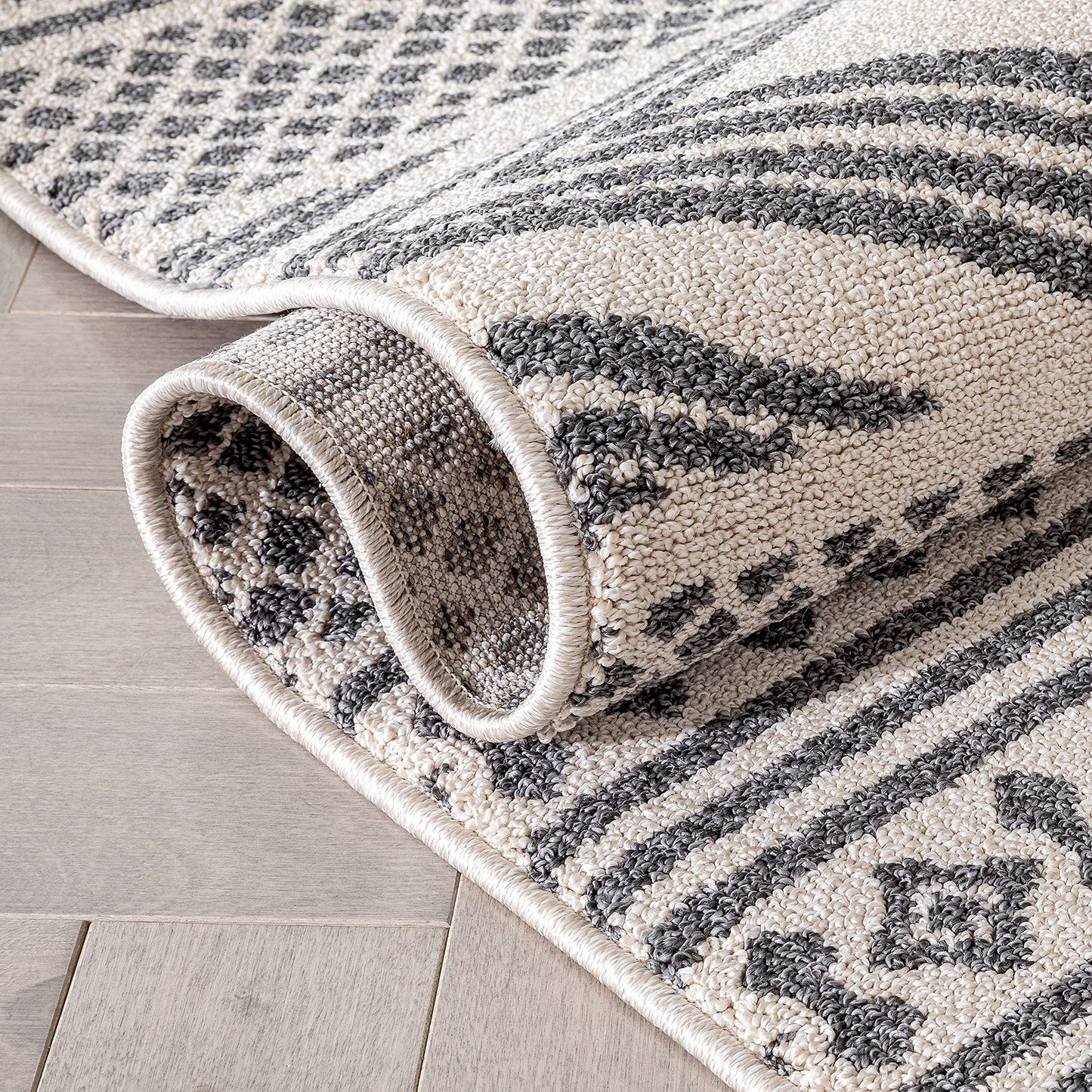 Well Woven Loop-De-Loop Cruce Tribal Moroccan Geometric Grey Kilim-Style 7'10" x 10"6" Area Rug